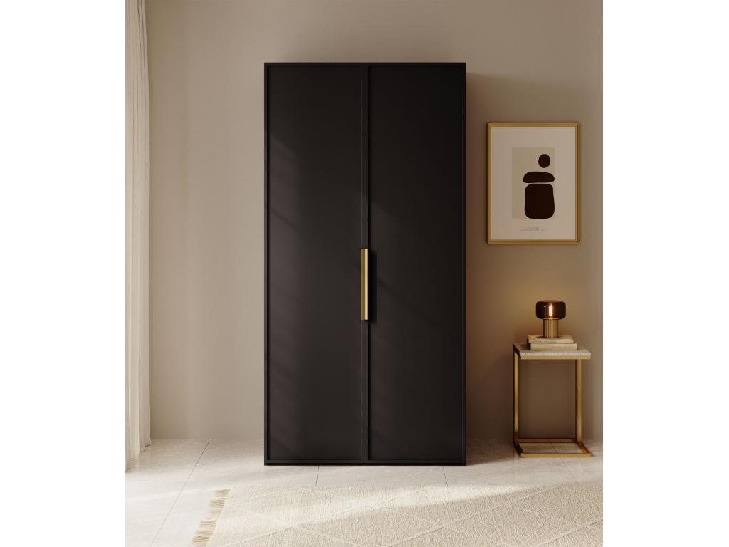 Armoire 2 portes avec tringle et tiroirs - 100 cm - noir - Dekonao PDVX97735