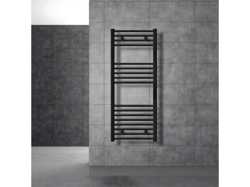 Radiateur de salle de bain Dekonao raccord latéral sèche-serviettes noir 50x120cm RUVX78700