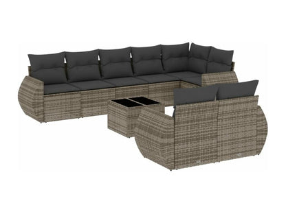 Salon de jardin 9 pièces avec coussins gris résine tressée YUAZ31909