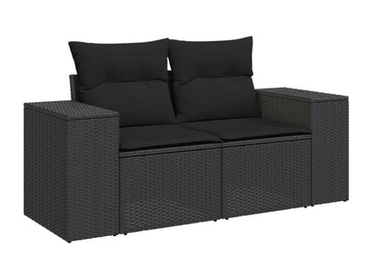 Salon de jardin 10 pcs avec coussins noir résine tressée QWEZ62127