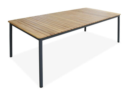 Table de jardin en bois teck- structure acier inoxydable anthracite- 8 places QTCV33703