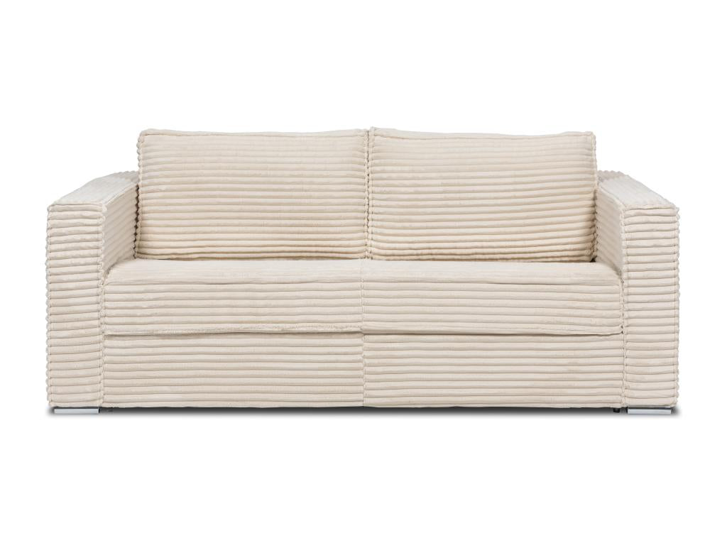 Canapé 4 places convertible express en velours côtelé grosses côtes beige - Couchage à Dekonao larges 160 cm - Matelas 18cm Dekonao EBIY23504