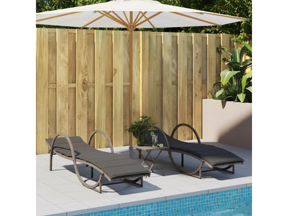 Chaises longues lot de 2 avec table gris résine tressée JOXO77282