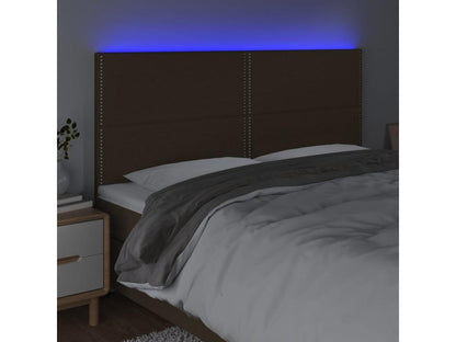 Tête de lit à LED Marron foncé 200x5x118/128 cm Tissu IZMA28516