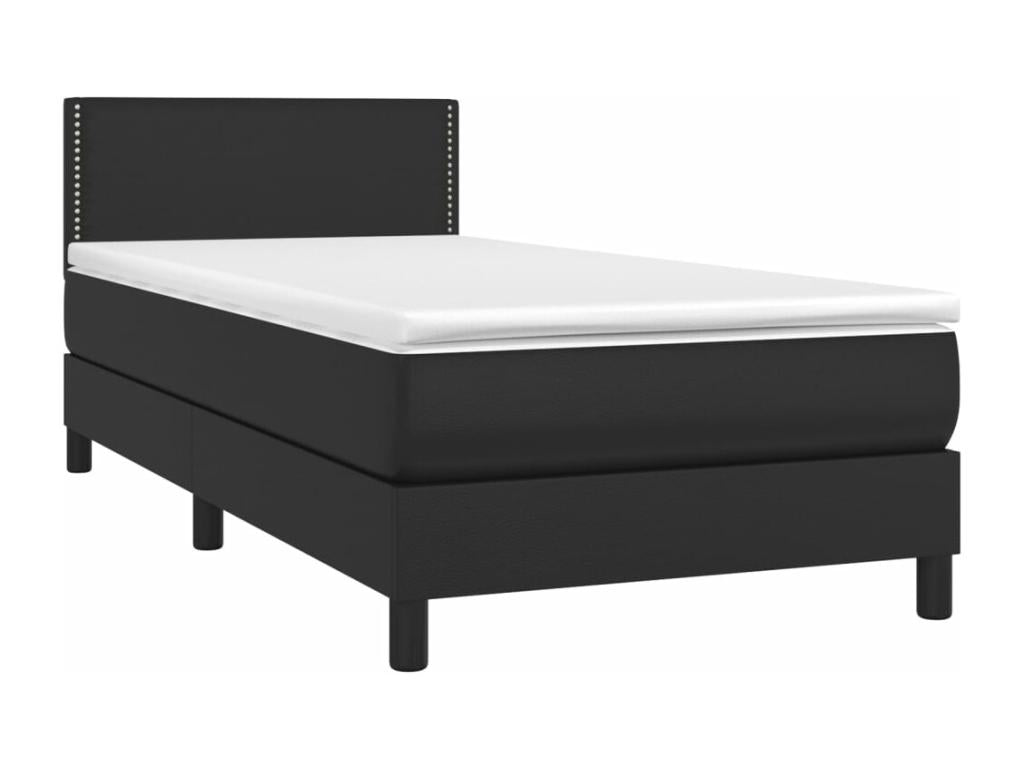 Sommier tapissier avec matelas et LED Noir 80x200 cm Similicuir DHDQ83472