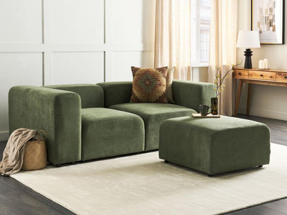 Canapé modulable Dekonao Velours côtelé Vert avec ottoman MNTZ17501