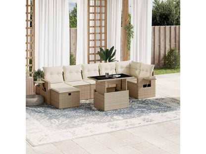 Salon de jardin avec coussins 8 pièces beige résine tressée ZEYE28166