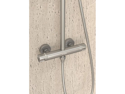 Colonne de douche ronde thermostatique Nickel brossé - Nobellea EZDG80418