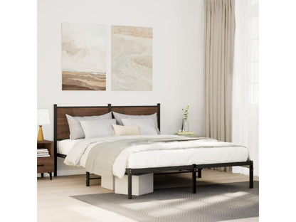 Cadre de lit en métal sans matelas chêne fumé 150x200 cm HITW75071