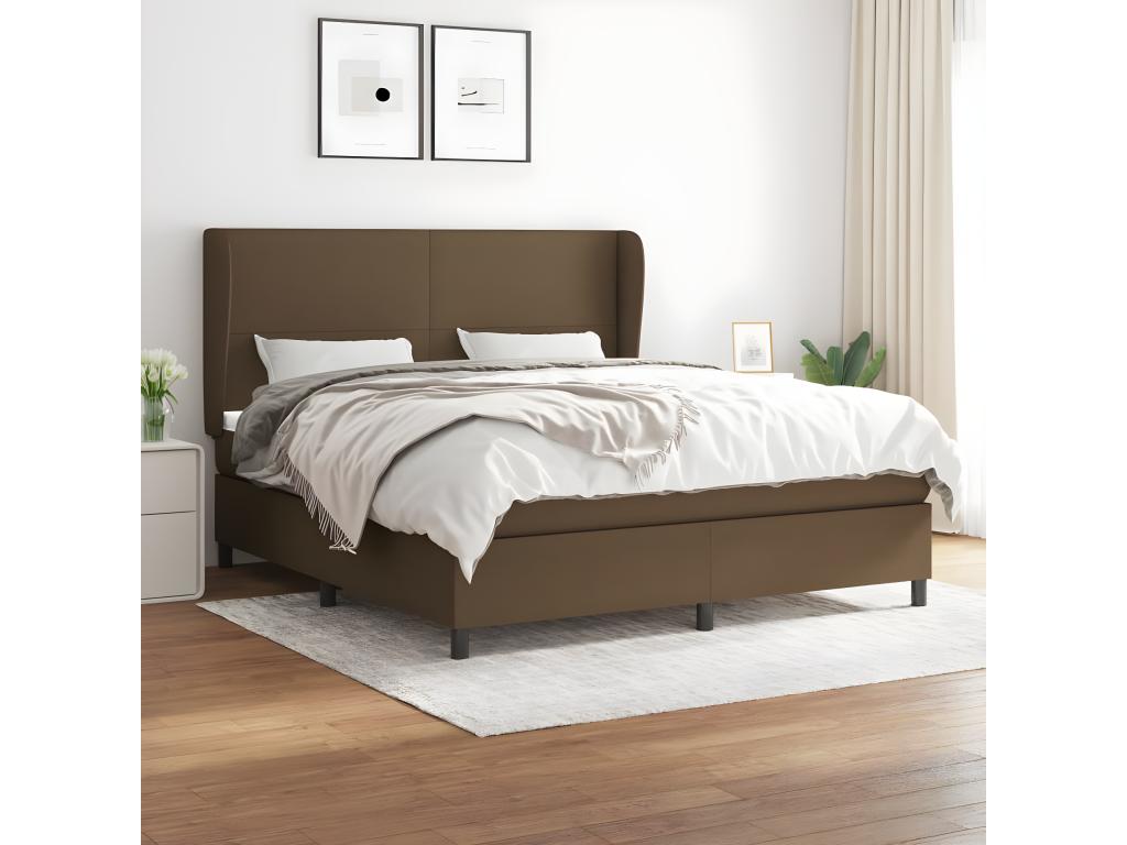 Lit à sommier tapissier avec matelas Marron foncé 160x200 cm GONA56086