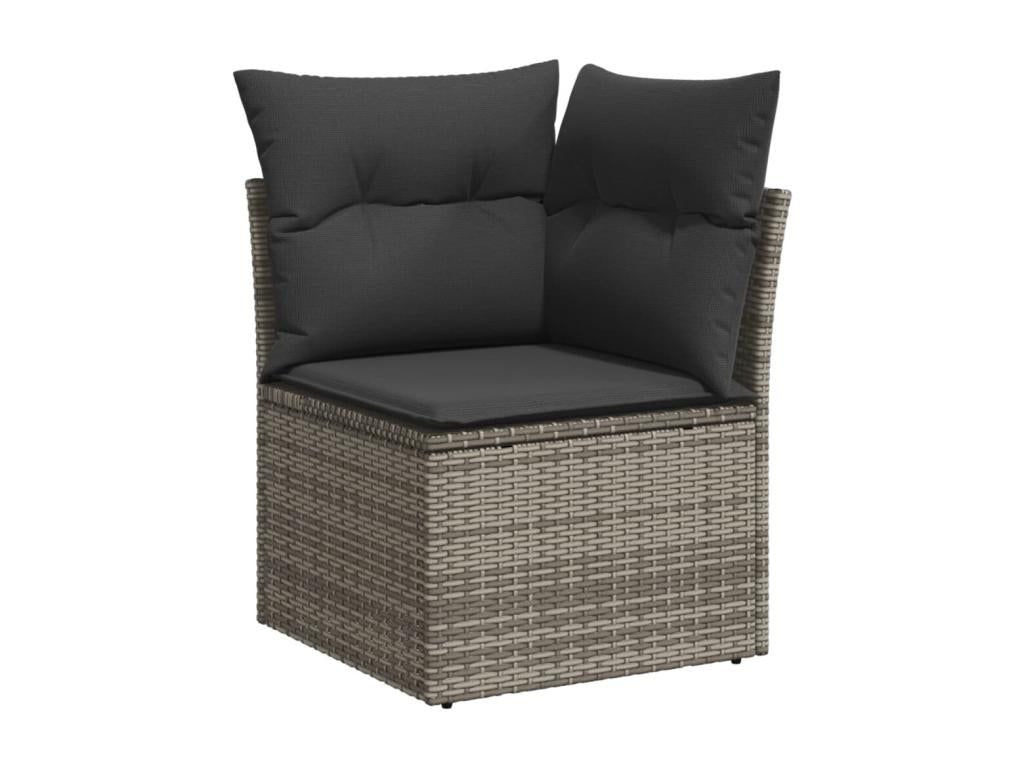 Salon de jardin avec coussins 13 pcs gris résine tressée GAAW33453