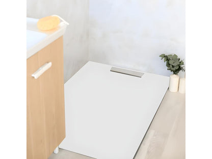 Receveur de douche 80x100cm extra plat Nobellea en résine surface ardoisée blanc HPXO71129