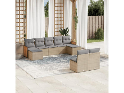 Salon de jardin avec coussins 9 pièces beige résine tressée XEVY96873