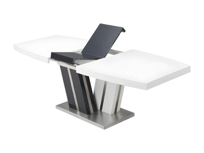 Table à manger extensible Dekonao II - 6 à 8 personnes - MDF laqué gris et blanc IAHE73693