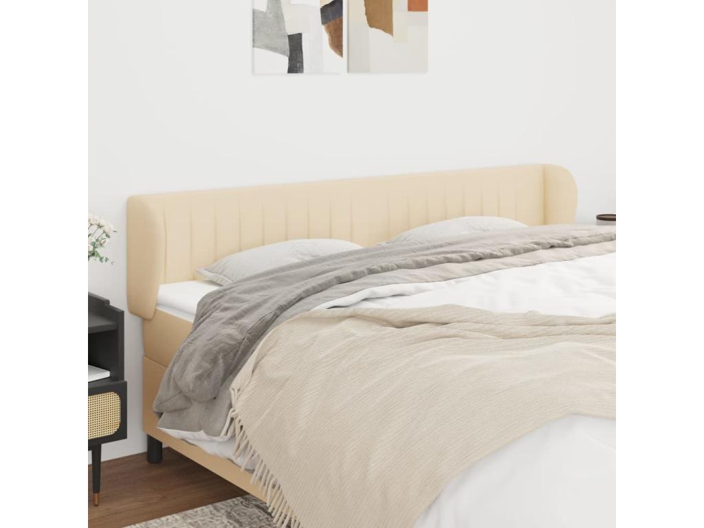 Tête de lit avec oreilles Crème 183x23x78/88 cm Tissu LXLW97910