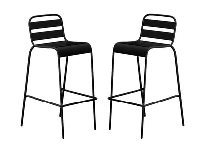 Lot de 2 chaises hautes de jardin empilables en métal - Noir - Dekonao NEVN94847