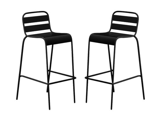 Lot de 2 chaises hautes de jardin empilables en métal - Noir - Dekonao NEVN94847