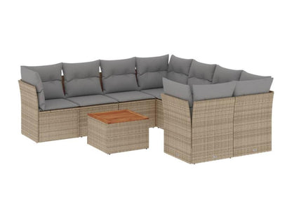 Salon de jardin avec coussins 9 pcs beige résine tressée YFDV41851