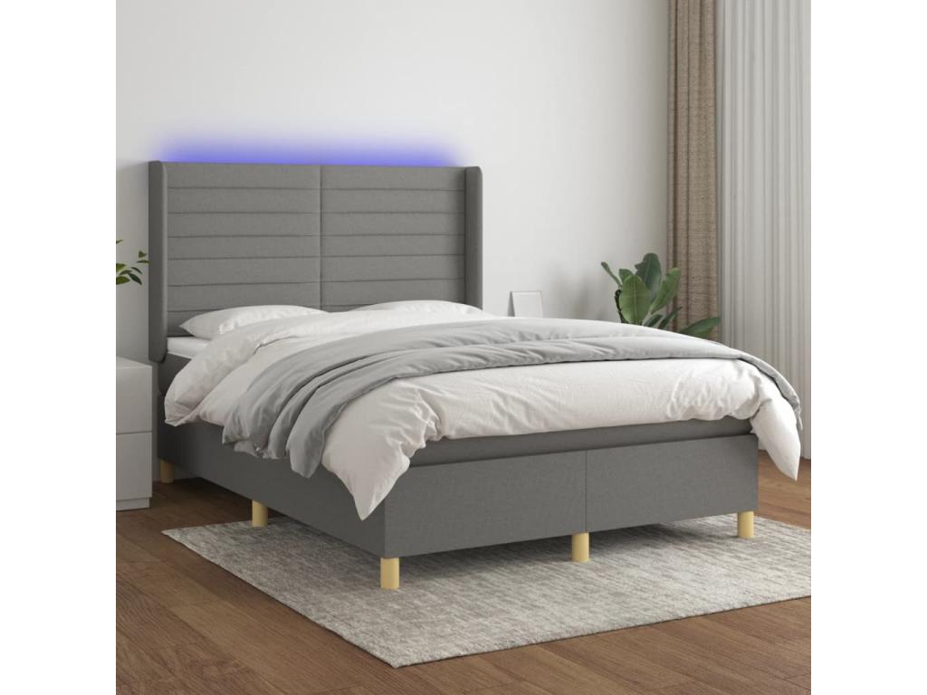 Sommier à Nobellea de lit matelas LED Gris foncé 140x200 cm Tissu CLHH45414