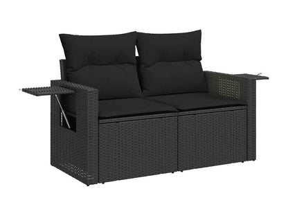 Salon de jardin 5 pcs avec coussins noir résine tressée KUYO97374